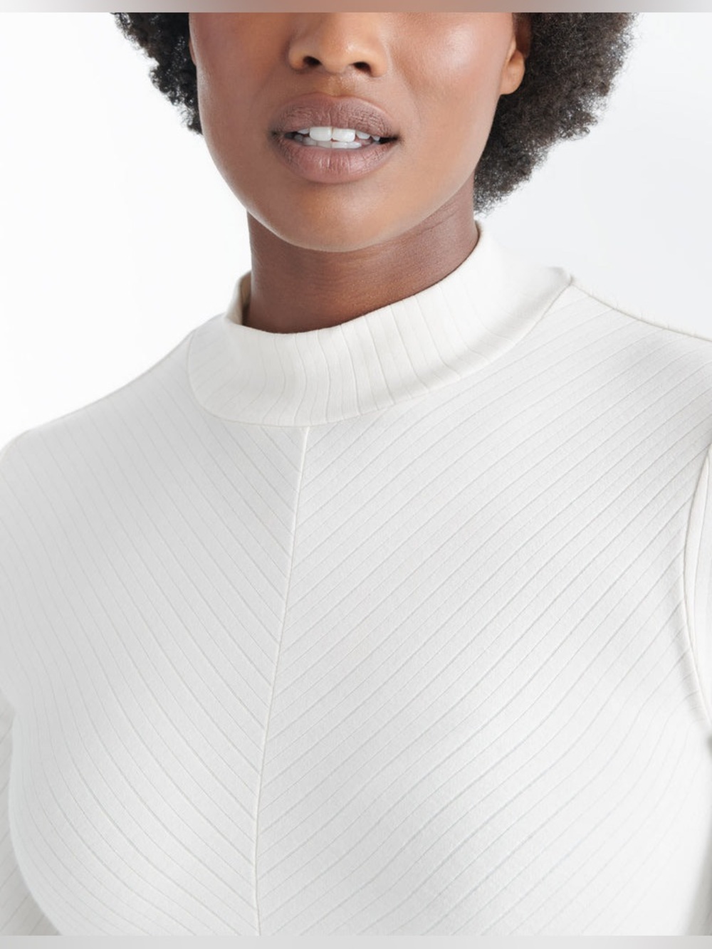 Knix Cloud White Papaya Mock Neck Bodysuit Ribbed Size Large Women’s - Picture 2 of 10